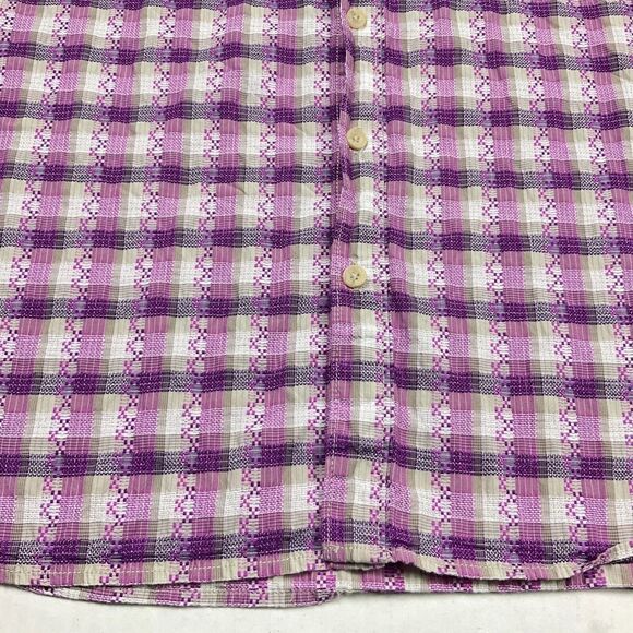 Tommy Bahama Mens Embroidered Button Down Shirt Plaid Short Sleeve Top LARGE - Picture 2 of 10